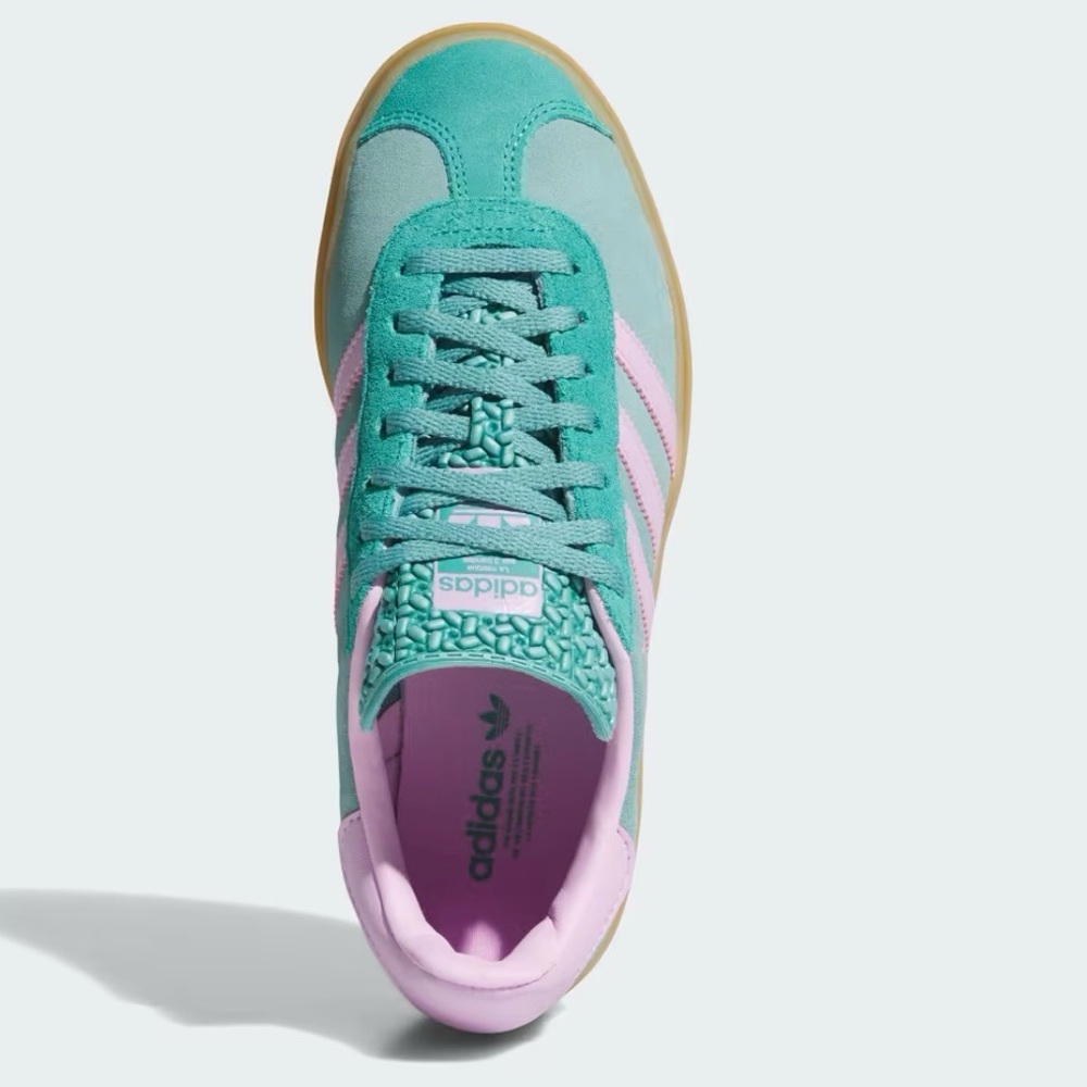 NEW adidas Gazelle Platform Sneaker in light Mint Green & magenta pink purple - Picture 6 of 11